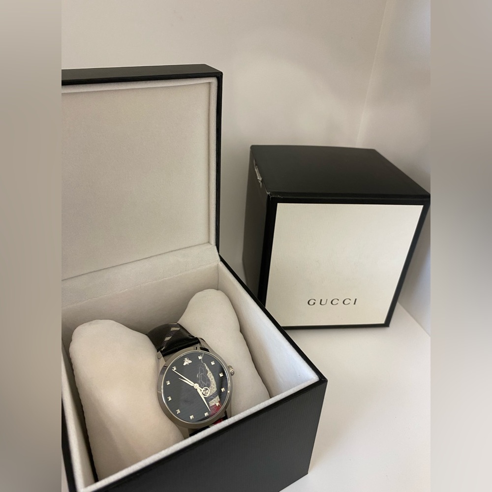 Gucci 38mm Le Marche Des Merveilles Snake Watch w/ Leather Strap